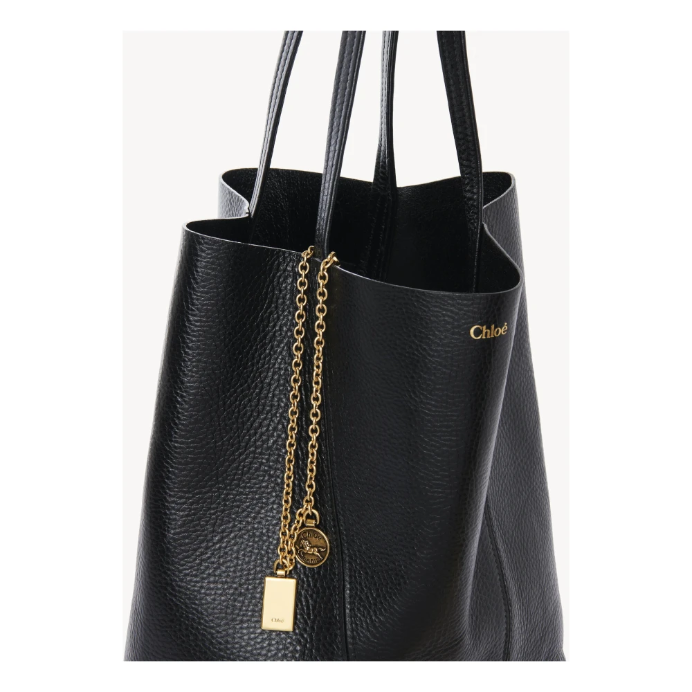Chloé Zwarte leren handtas met kettinghandvatten Black Dames