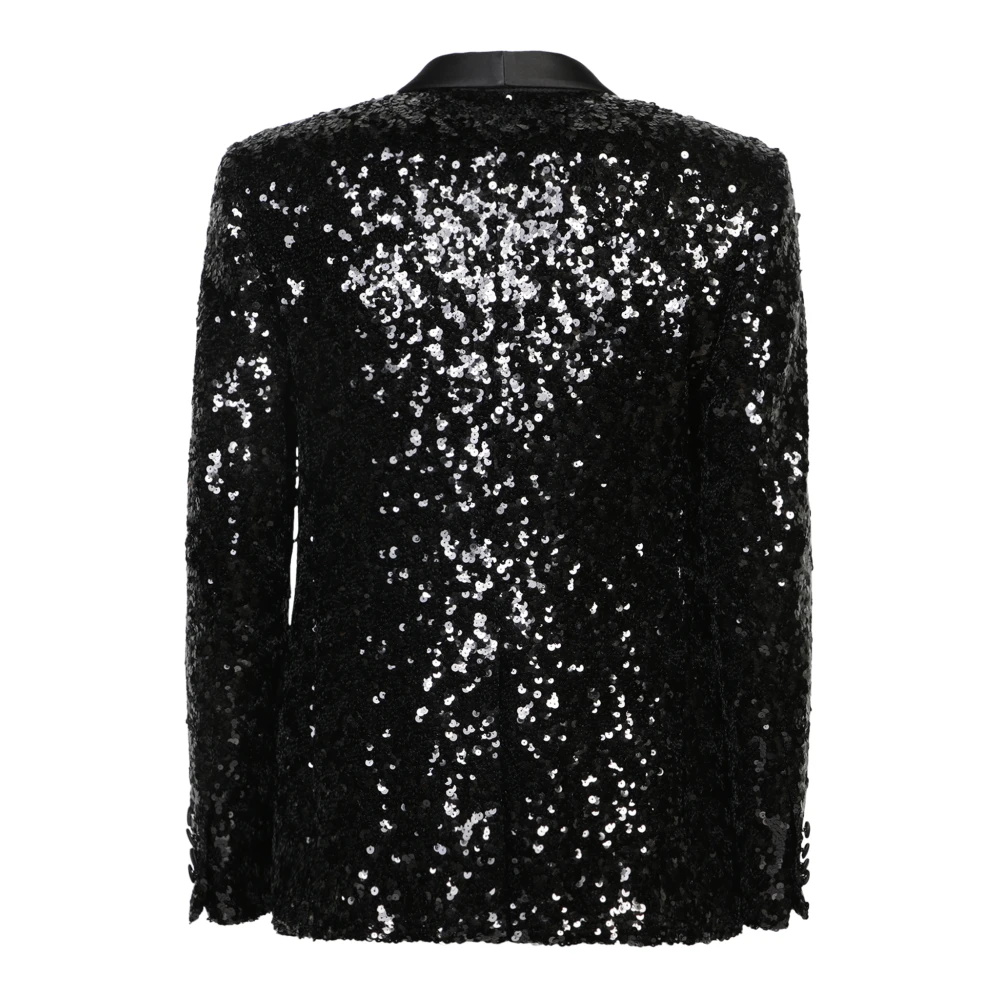 Dolce & Gabbana Zwart Pailletten Blazer Elegant Luxe Jas Black Heren