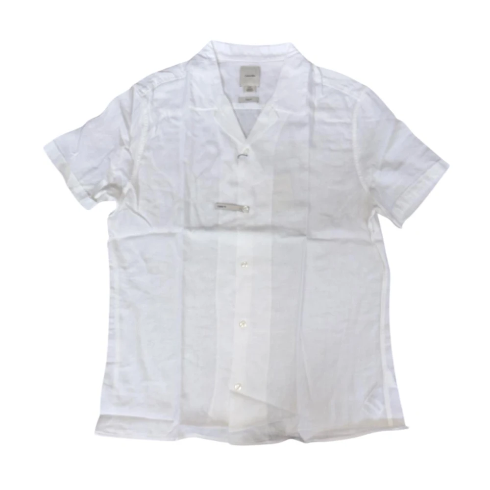 Calvin Klein Men's White Short Sleeve Shirts, M, Short Sleeve Shirt