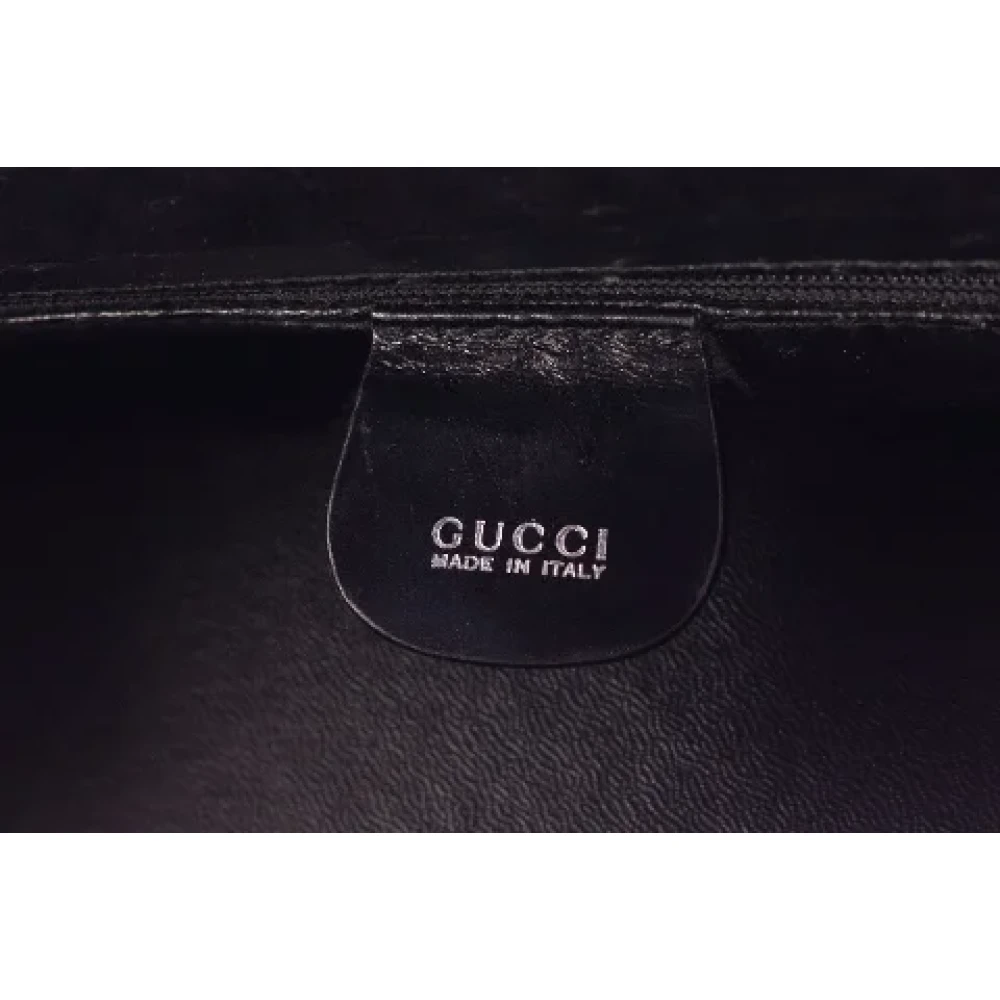 Gucci Vintage Zwarte Leren Crossbody Tas met T-vormige Ritssluiting Black Dames