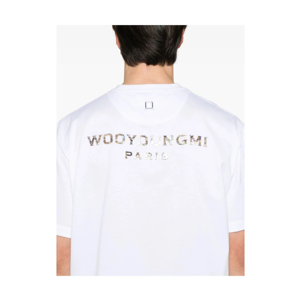 Wooyoungmi Wit Crew Neck Logo Patch T-shirt White Heren