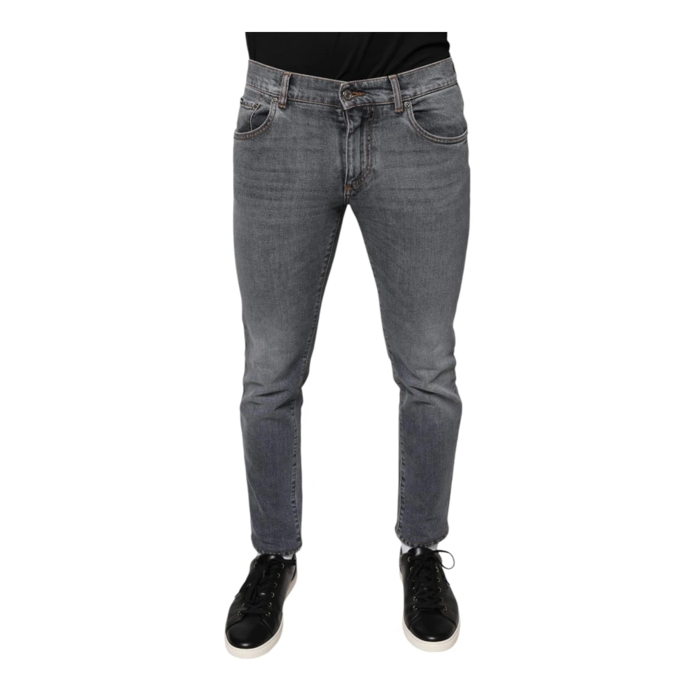 Dolce & Gabbana Skinny Denim Jeans met Logodetails Gray Heren