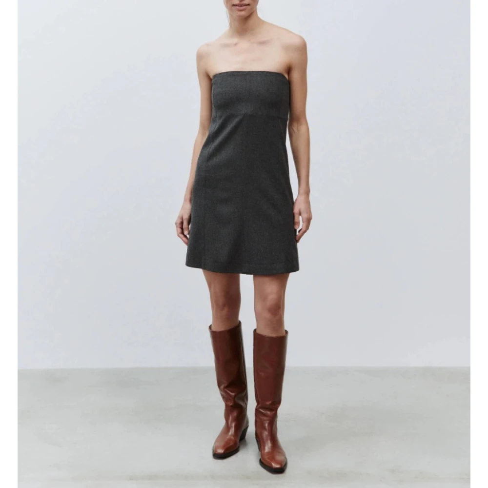Alysi Flanellen bustier mini-jurk Black Dames