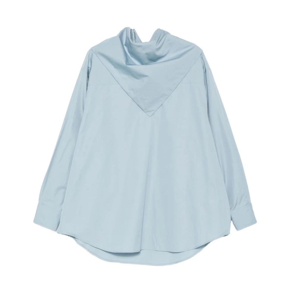 Ami Paris Women's Blue Blouses, Xs, Clear Shirt With Large Collar