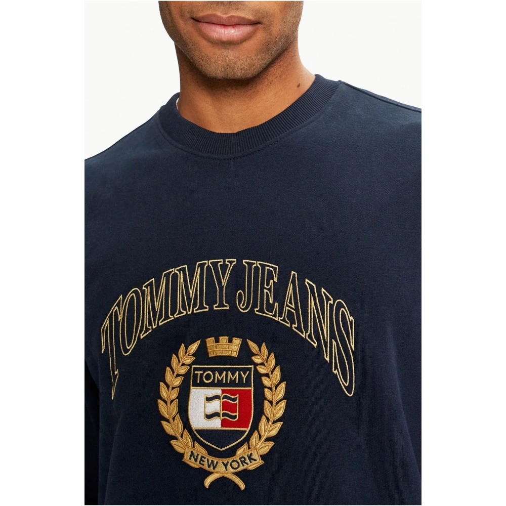 Tommy Jeans Geborduurde logo sweatshirt Blauw Blue Heren