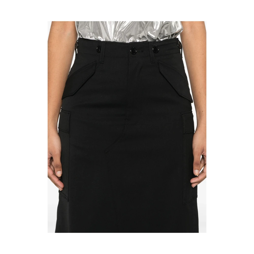Junya Watanabe Zwarte Rok met Zakken en Knopen Black Dames
