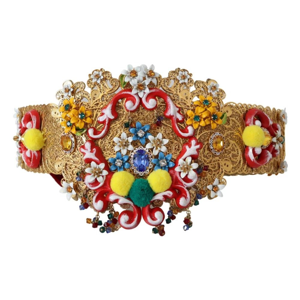 Dolce & Gabbana Femme Jaune Accessoires, Taille: M Crystal Waist Belt