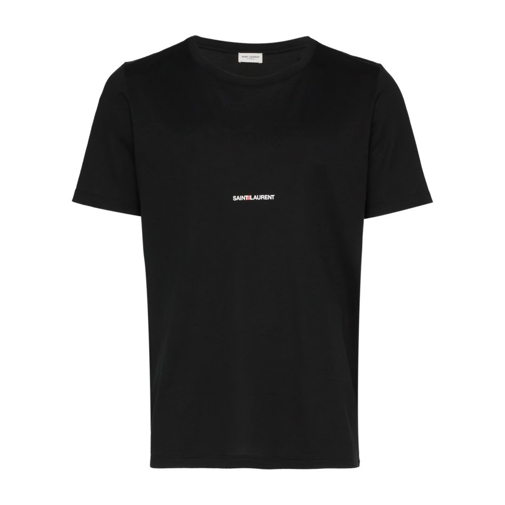 Saint Laurent Black T-Shirts, Male, S, T-Shirt With Logo Detail