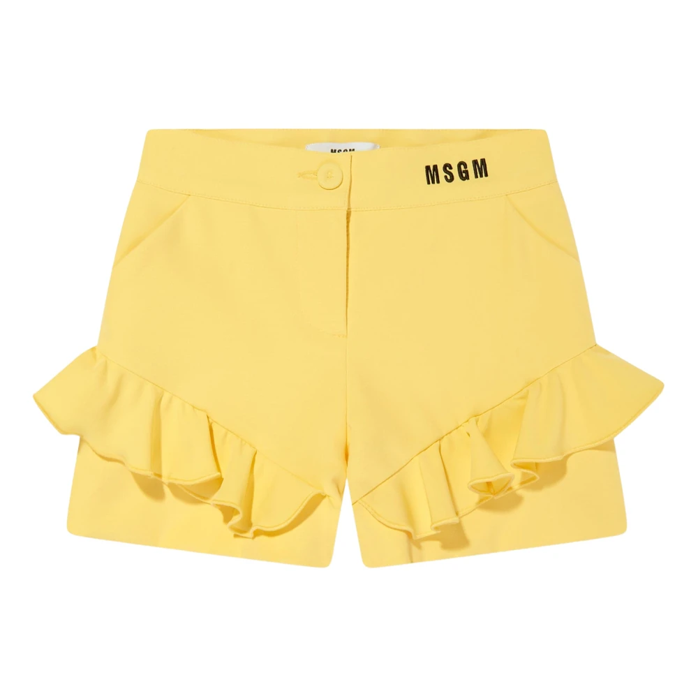 Msgm Technical Fabric Shorts - Female - Shorts - Yellow - 12 Y - Kids
