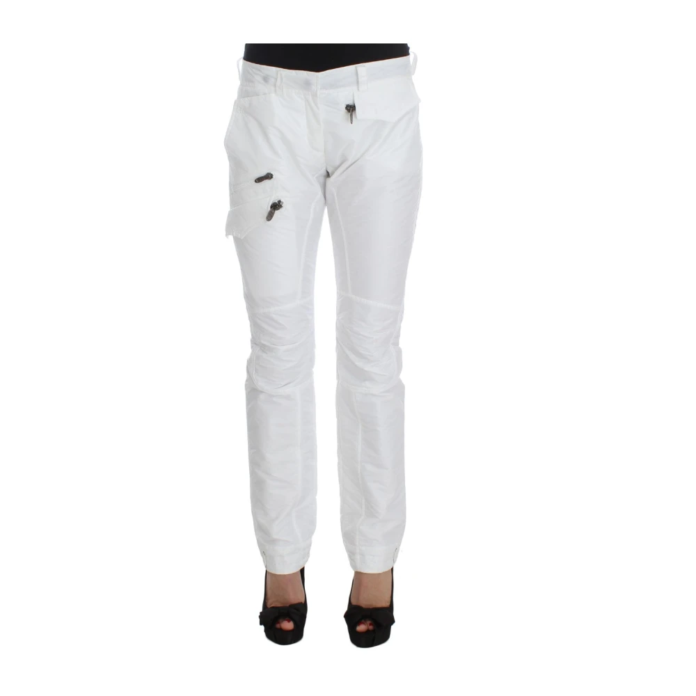 Ermanno Scervino Women's White Nylon Padded Slim Fit Cargo Trousers - Slim-Fit Trousers - S - Trousers