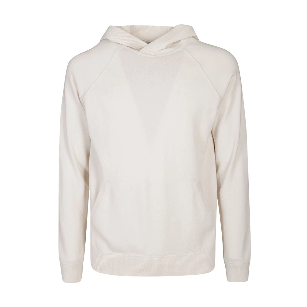 Malo Witte Cashmere Hoodie Sweater Beige Heren