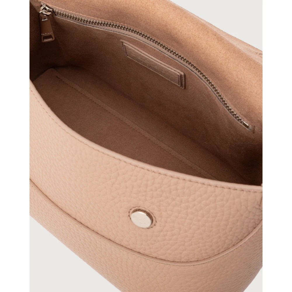 Orciani Zachte leren schoudertas met gehamerd textuur Beige Dames