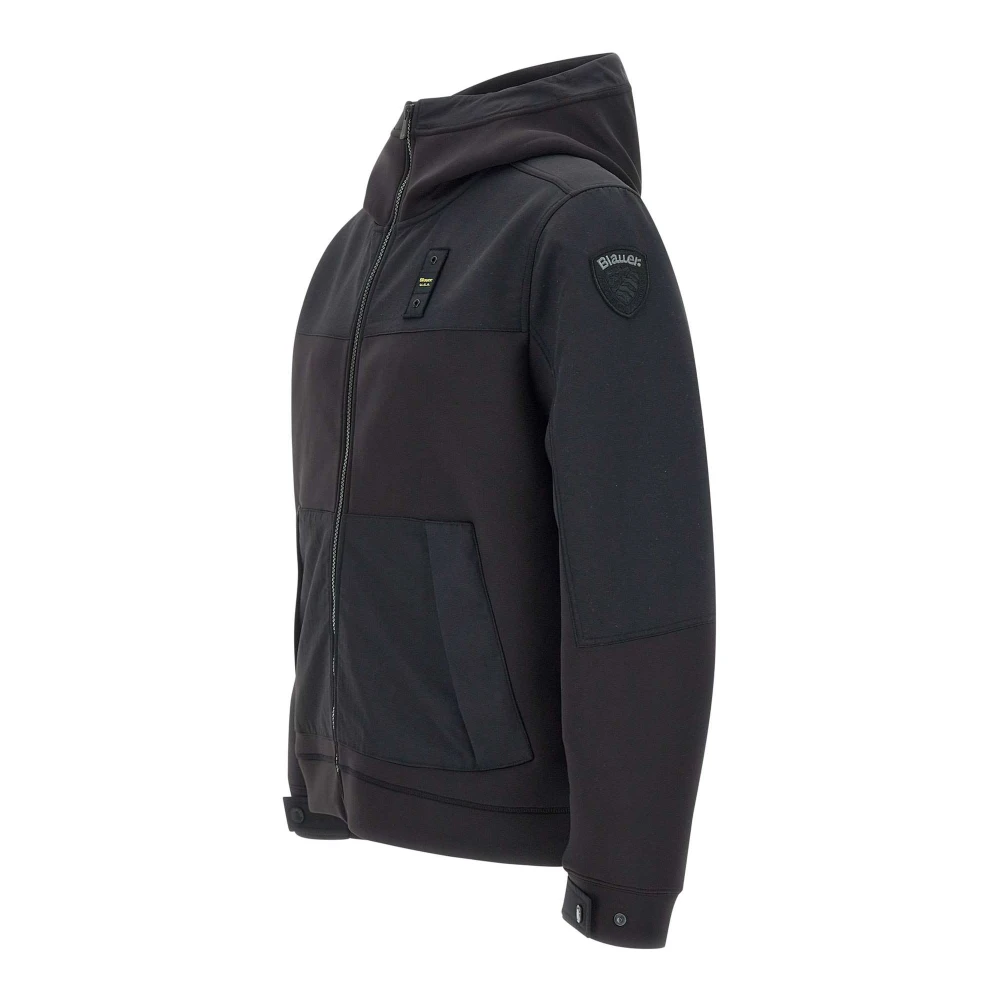 Blauer Zwarte Neopreen Sweatshirt met Taslan Inzetstukken Black Heren