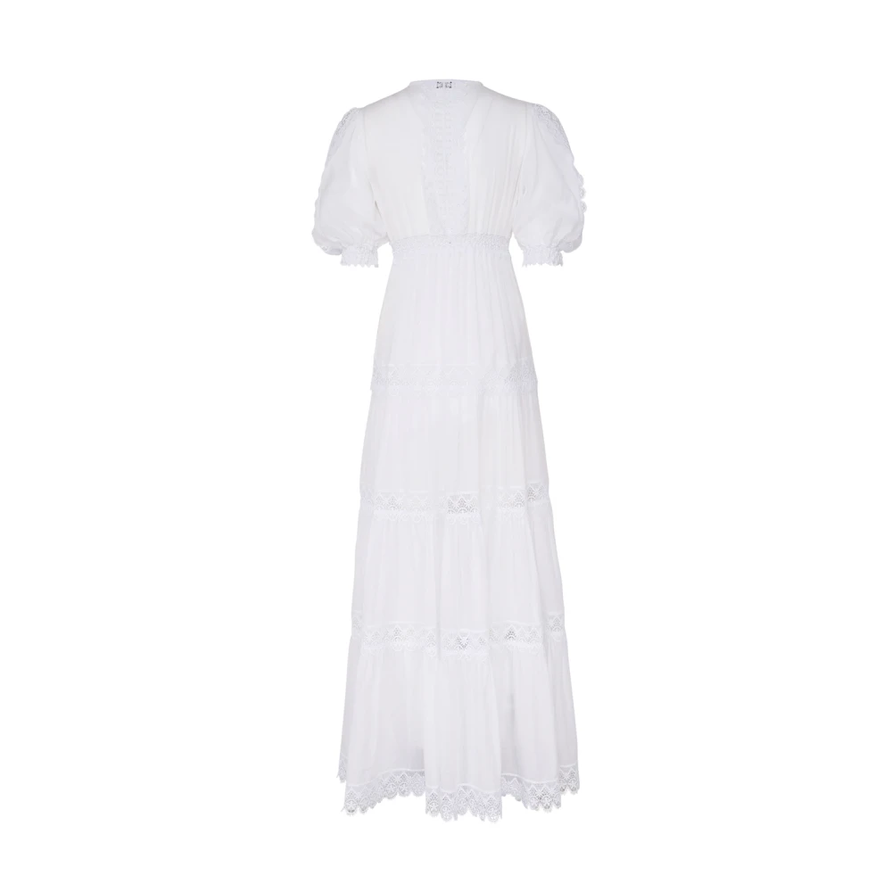 Charo Ruiz Ibiza Witte Kantjurk met Gerimpelde Rok White Dames