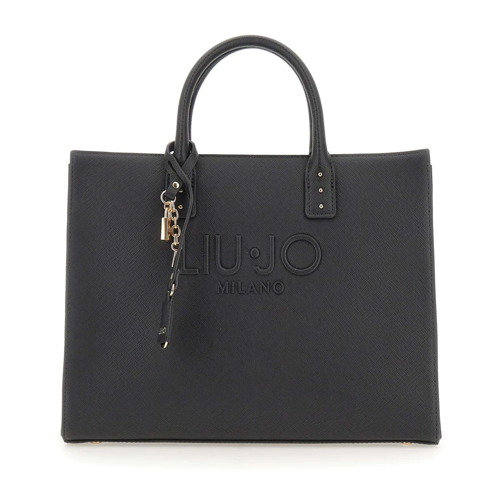 Liu Jo Women's Black Handbags, One Size, Embossed Logo Charm Tote Bag