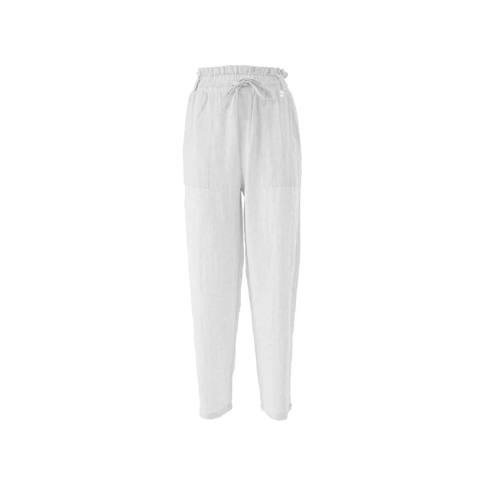 YES ZEE Linnenmix Elastische Taillebroek White Dames