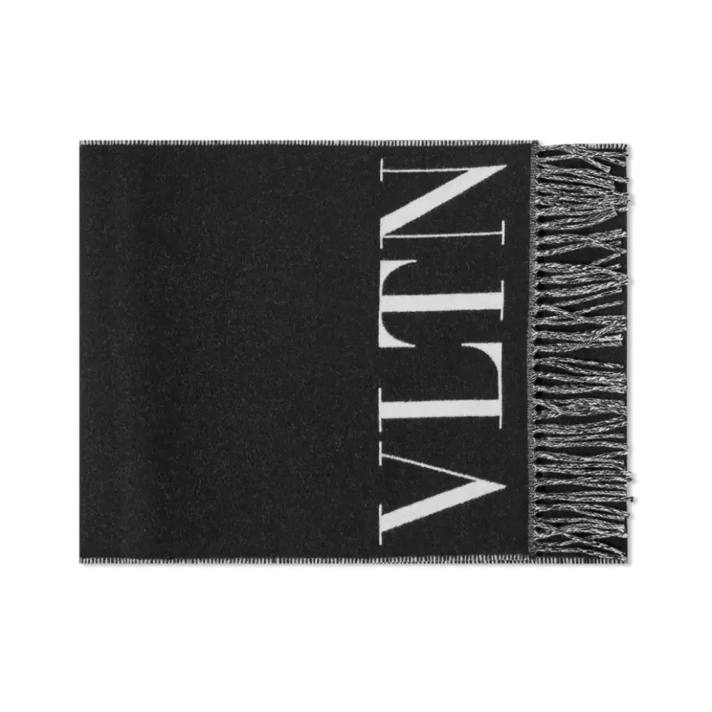 Valentino Garavani Monochrome Logo Sjaal met Franjes Black Heren