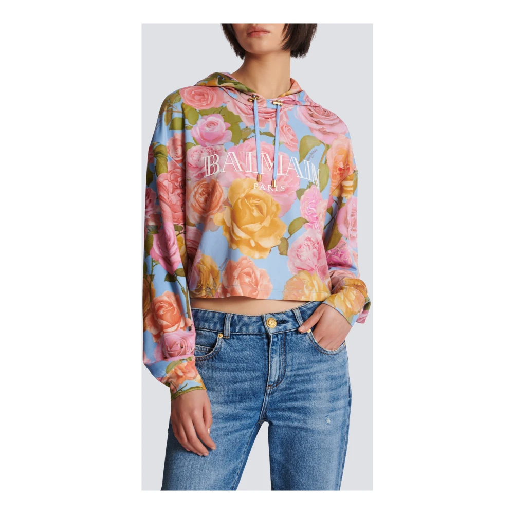 Balmain Vintage hoodie met Pastel Roses print Multicolor Dames