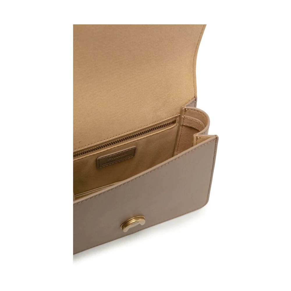 pinko Love Birds Leren Tas Beige Dames