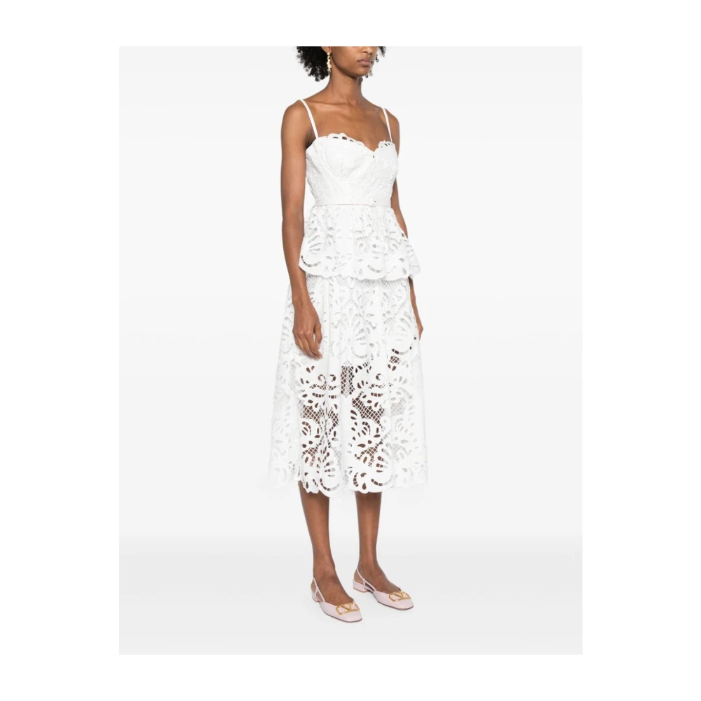 Self Portrait Kant Sweetheart Neck Jurk White Dames