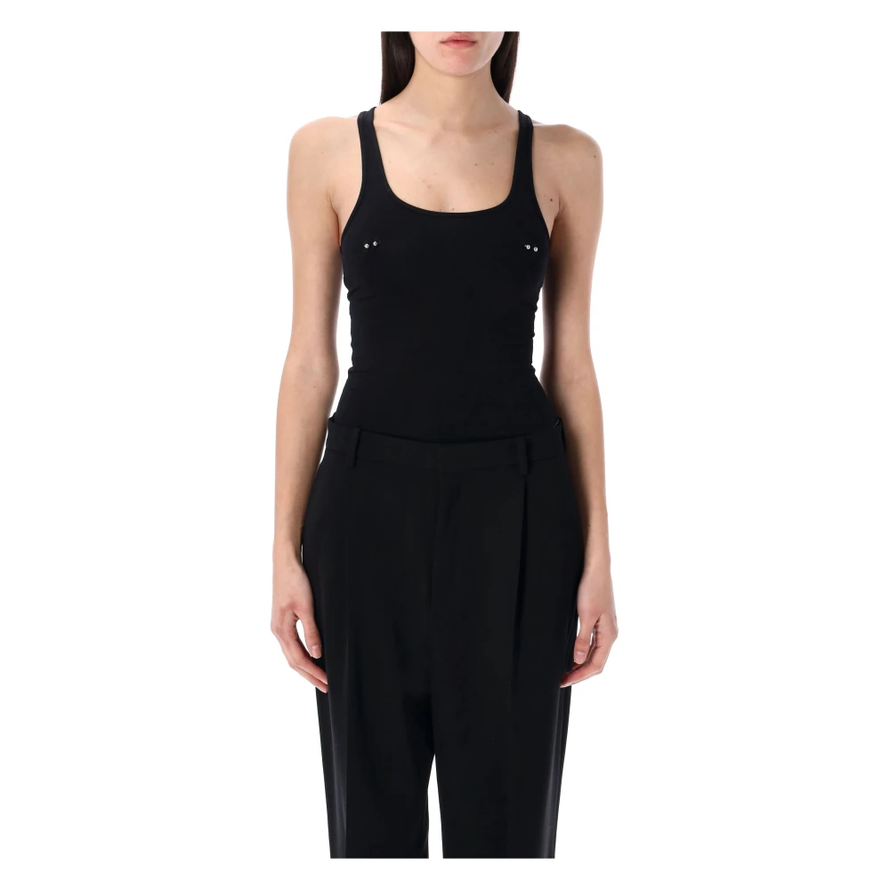Mugler Zwart Tank Pierced Bodysuit Ss25 Black Dames