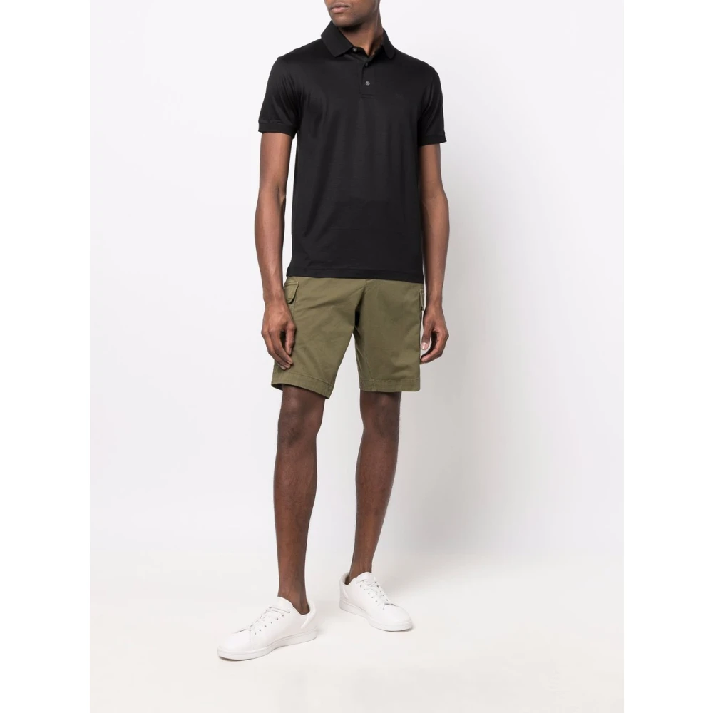 Emporio Armani Zwarte Katoenmix Geborduurd Logo Polo Black Heren