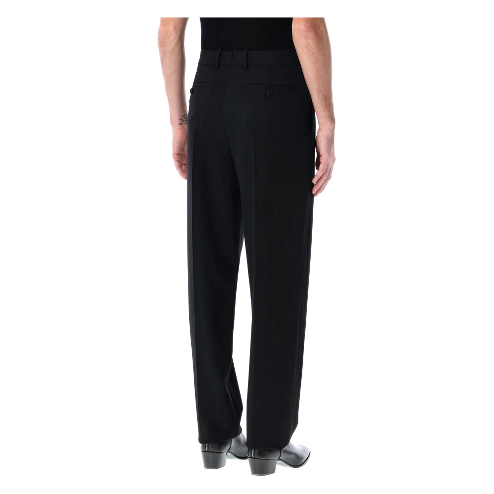 Saint Laurent Zwarte Wol Tuxedo Broek Wortel Pasvorm Black Heren