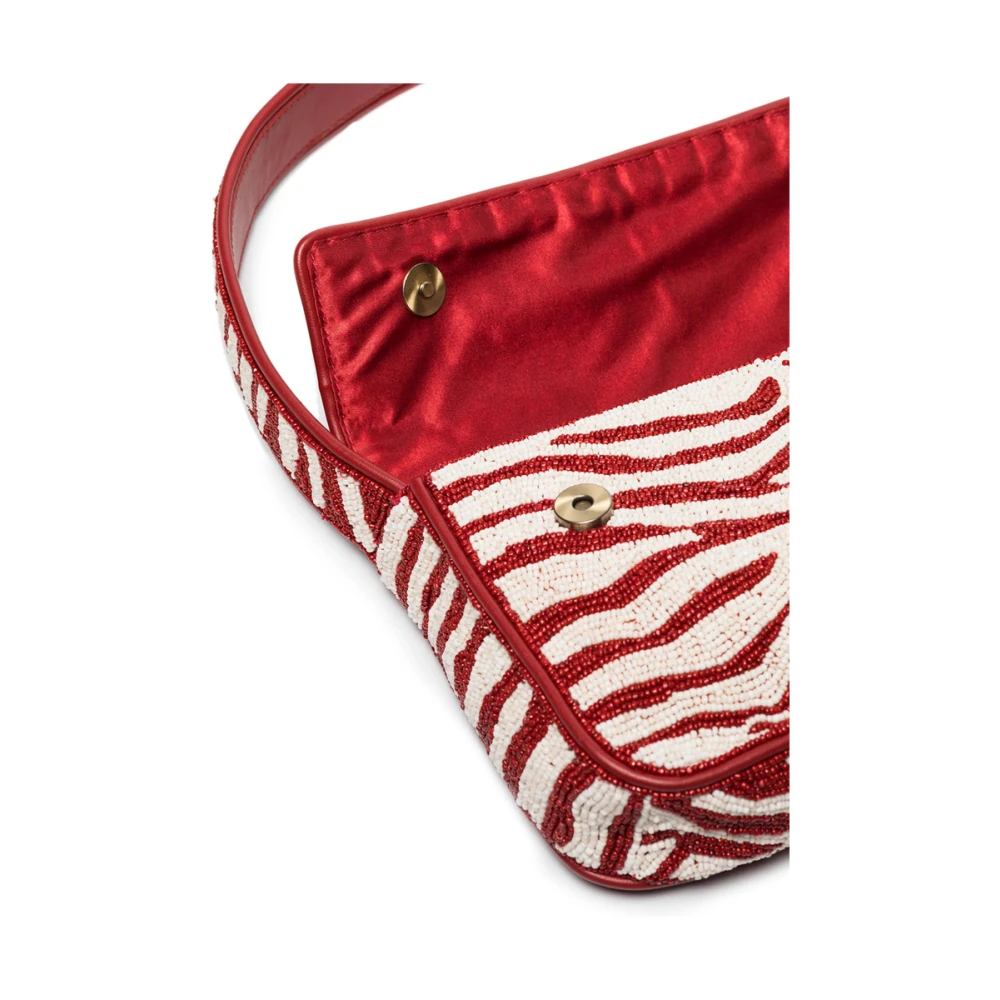 Staud Zebra Print Kralen Foldover Schoudertas Red Dames