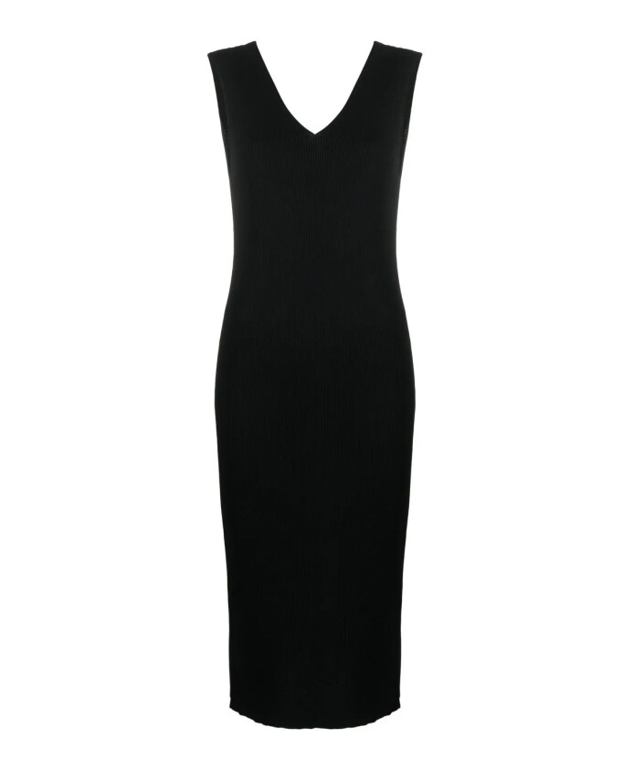 robe-midi-noire-en-tricot-avec-logo