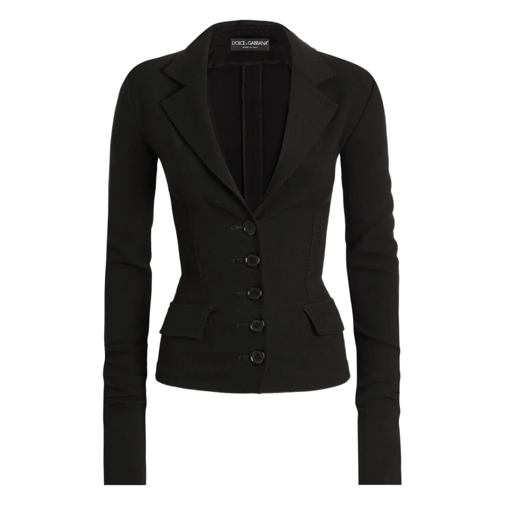 Dolce & Gabbana Single-Breasted Wool Canvas Jacket - Female - Blazers - Black - L - Jackets