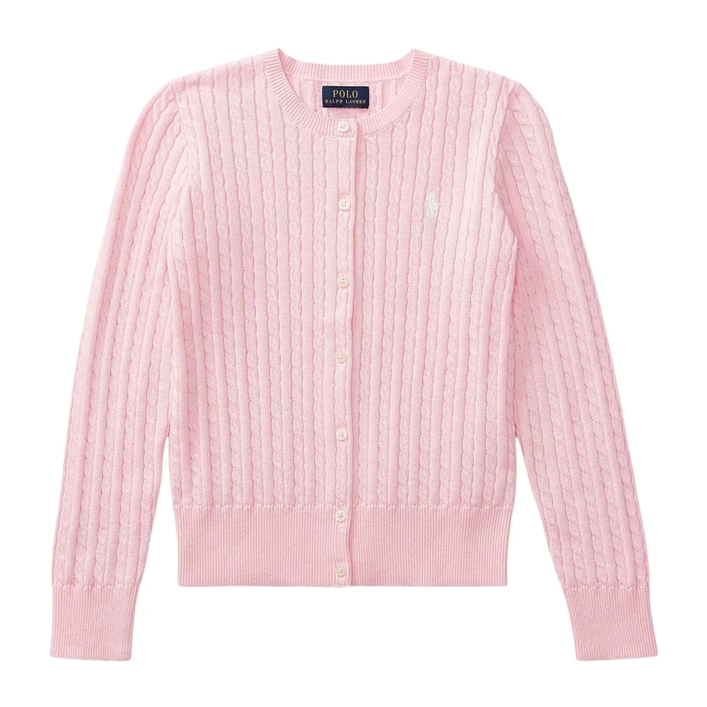 Polo Ralph Lauren Pink Kids Cardigans, Female, S, Cotton Cardigan With Logo