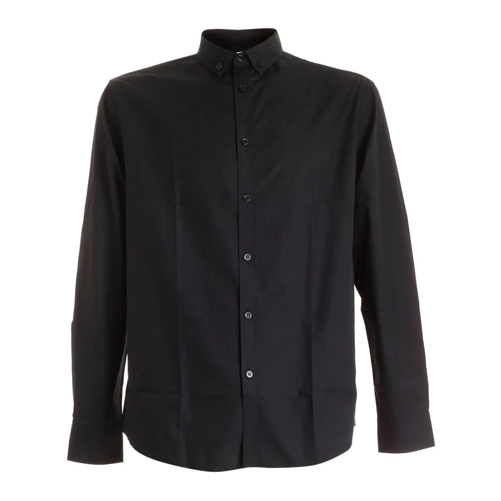 Moschino Zwarte Katoenen Shirt met Maxi Label Black Heren