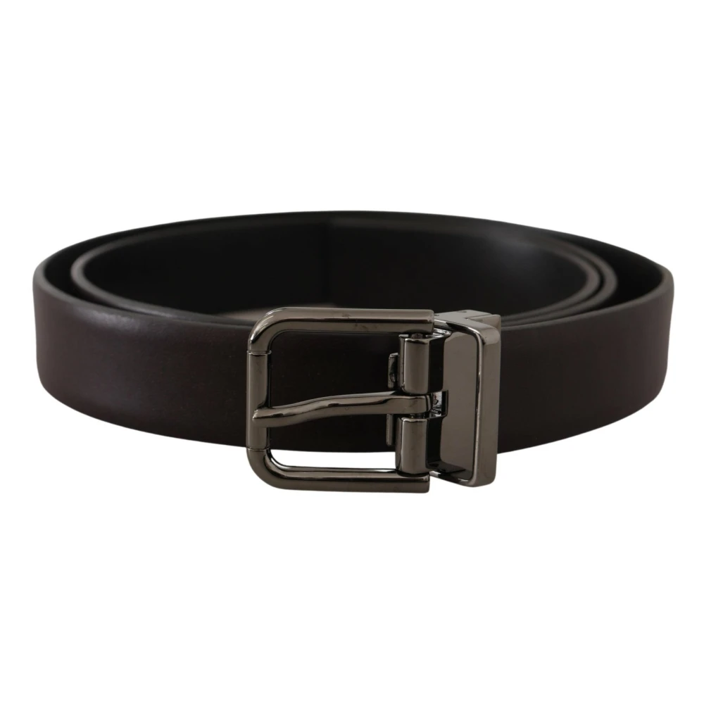 Dolce & Gabbana Elegante donkerbruine leren riem Brown Heren
