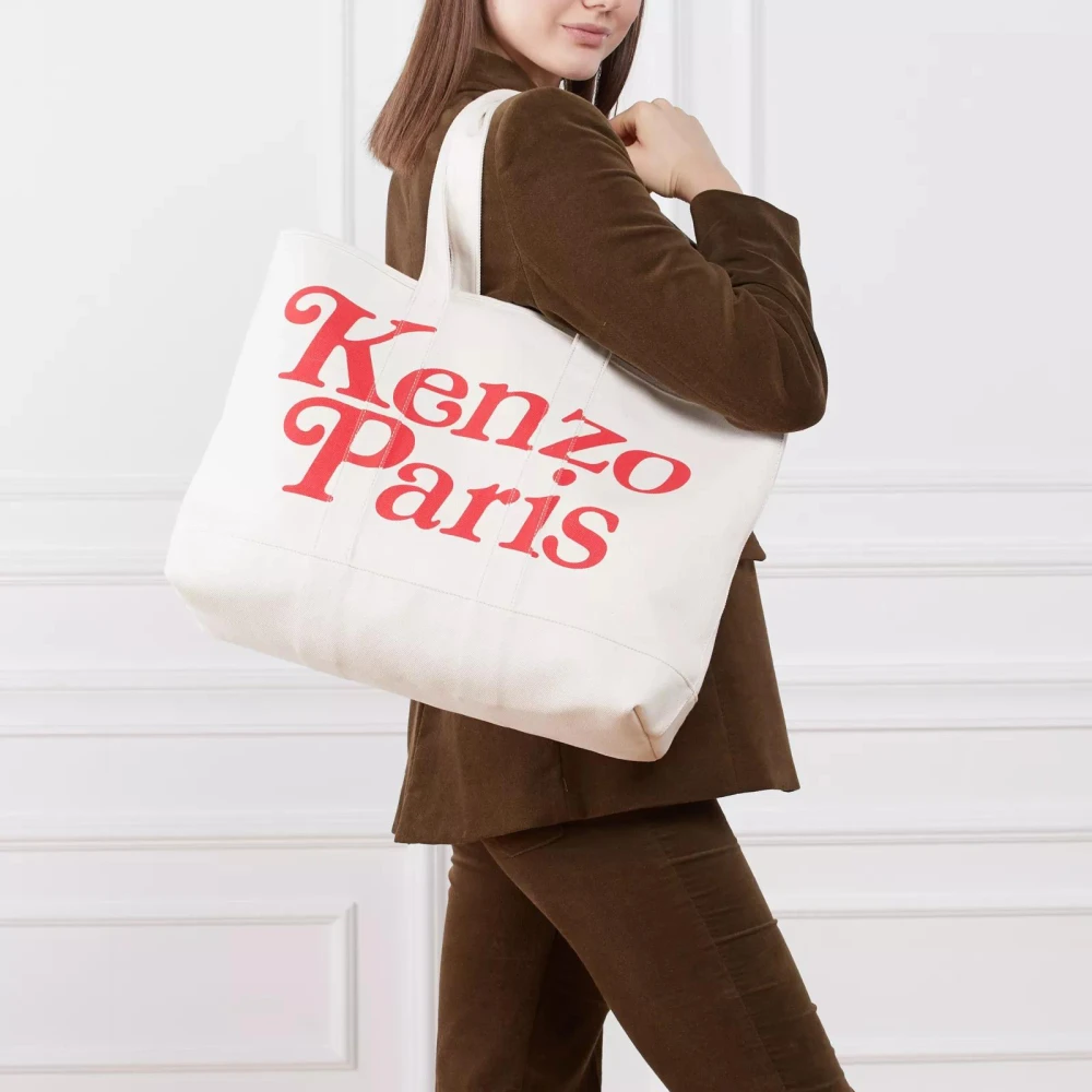 Kenzo Canvas Grote Tote Tas Ecru Beige Dames