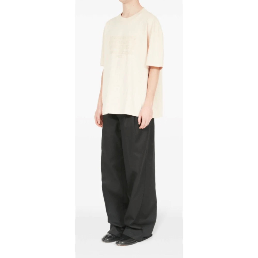 Maison Margiela Geborduurde Nummers Katoenen T-shirt Beige Heren
