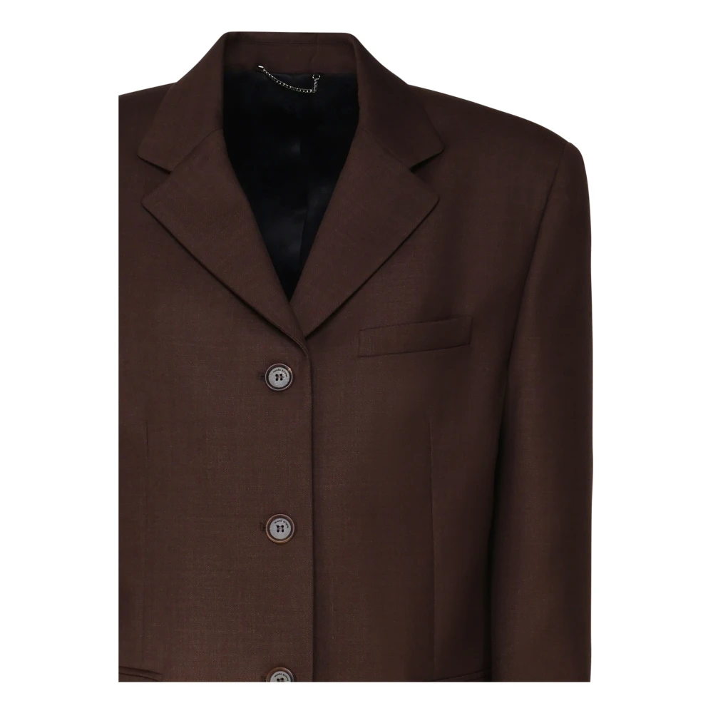 Magda Butrym Bruine Wollen Blazer Knoopsluiting Brown Dames