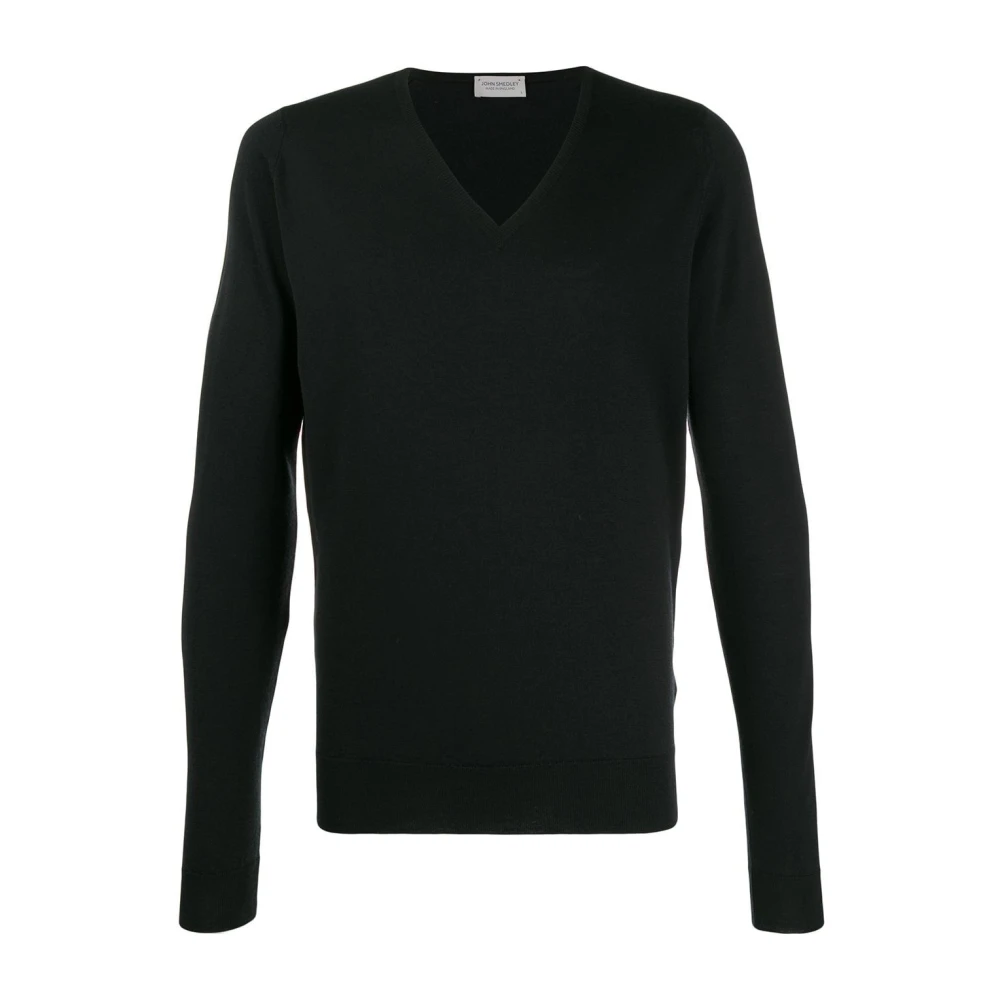 John Smedley Zwarte V-hals Pullover Trui Black Heren
