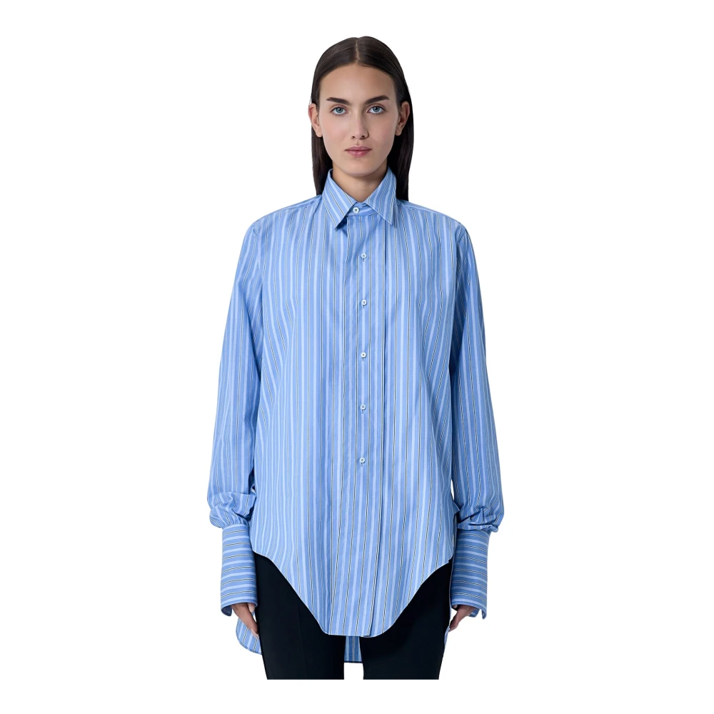 Maison Margiela Women's Blue Striped Cotton Poplin Shirt - Shirts - S - Blouses & Shirts