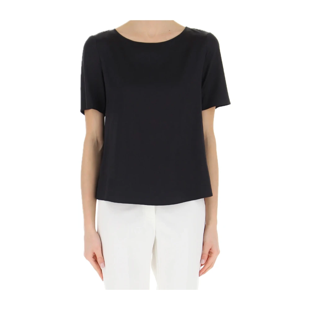 Pennyblack Zijden T-shirt met boothals Black Dames