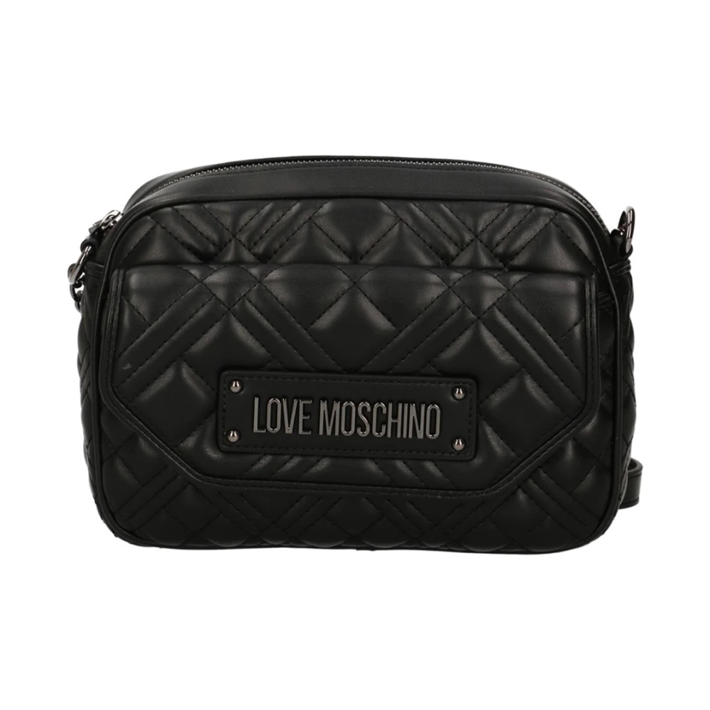 Love Moschino Chique Zwarte Schoudertas met Metalen Details Black Dames
