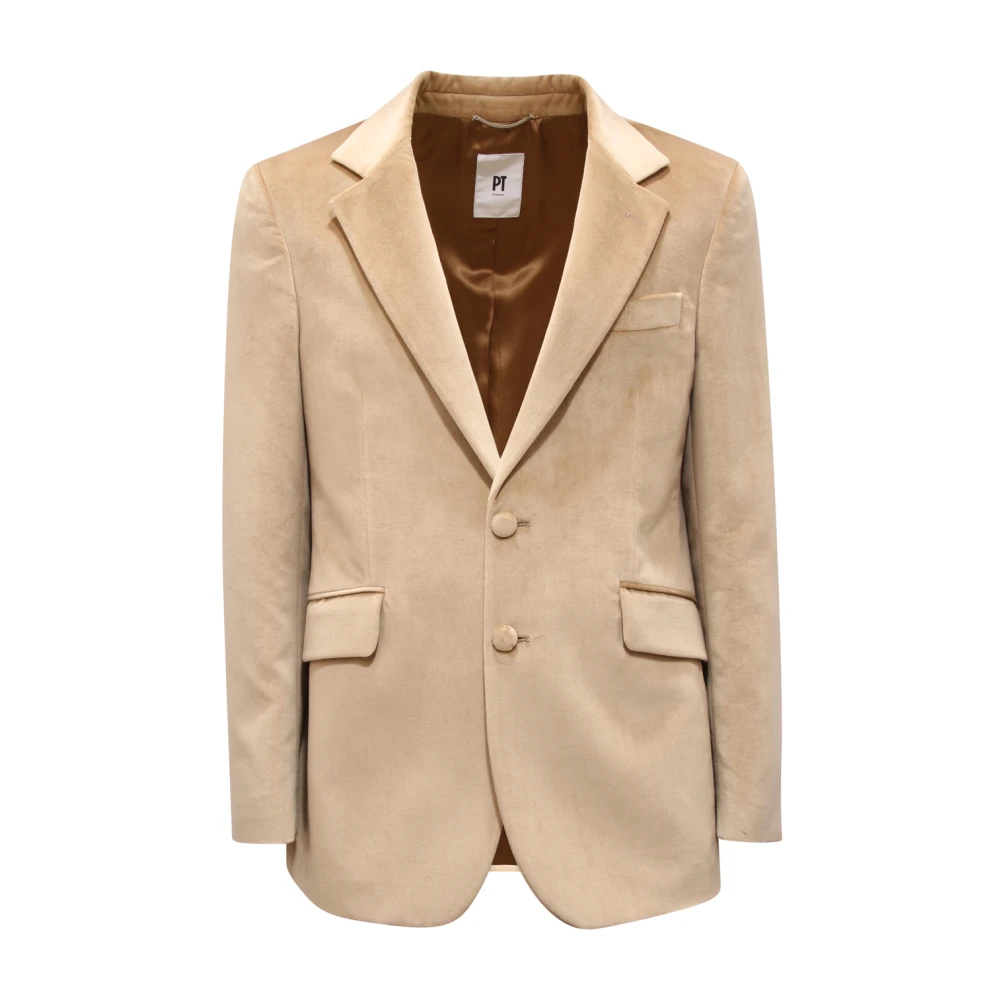 Pt01 Beige Velvet Jacket Made In Italy Tl3fmpo10lac - Male - Blazers - M - Jackets