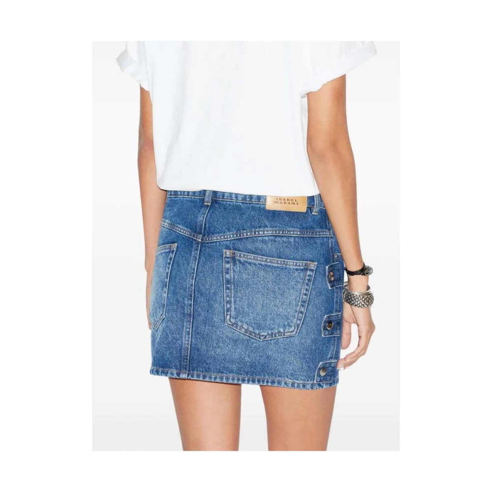 Isabel Marant Étoile Blauwe Denim Rok met Logopatch Blue Dames