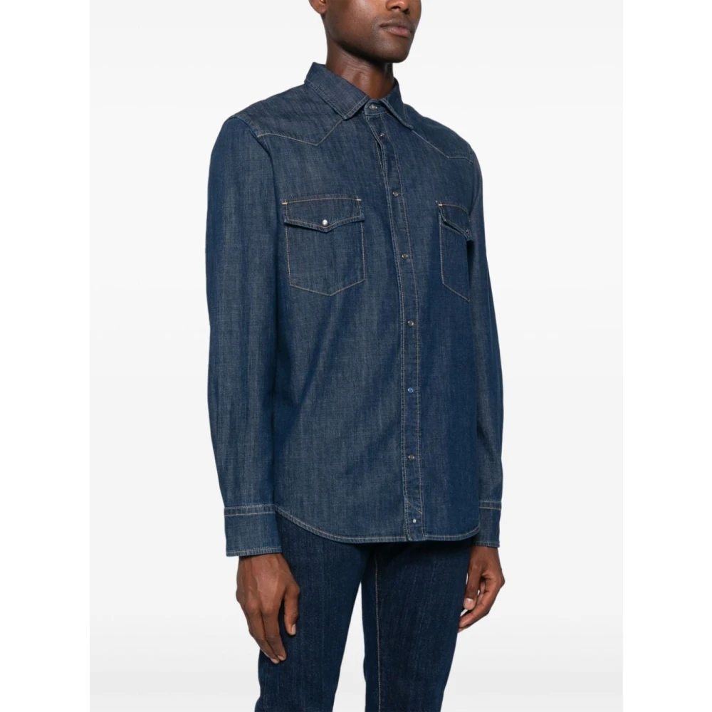 Jacob Cohën Denim Katoenen Overhemd Blauw Mannen Blue Heren