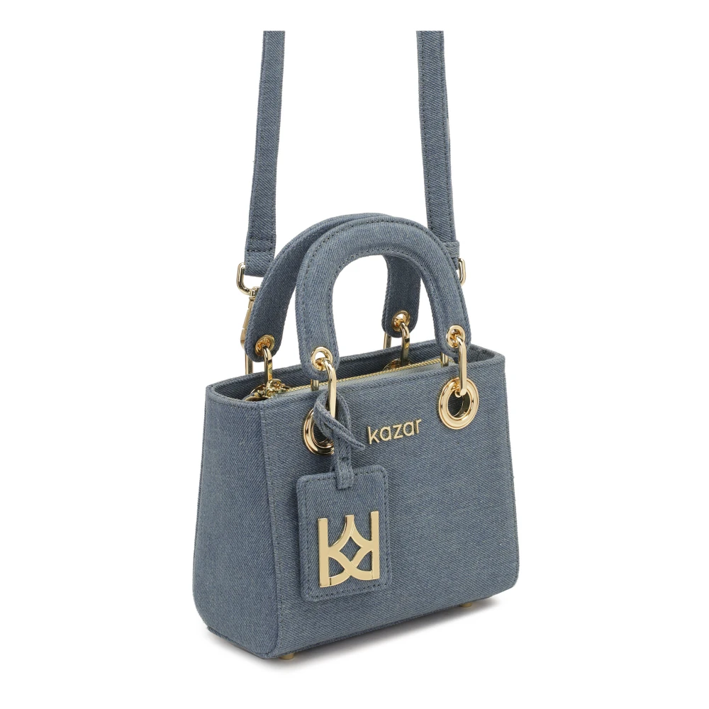 Kazar Kleine stijve denim stoffen handtas Blue Dames