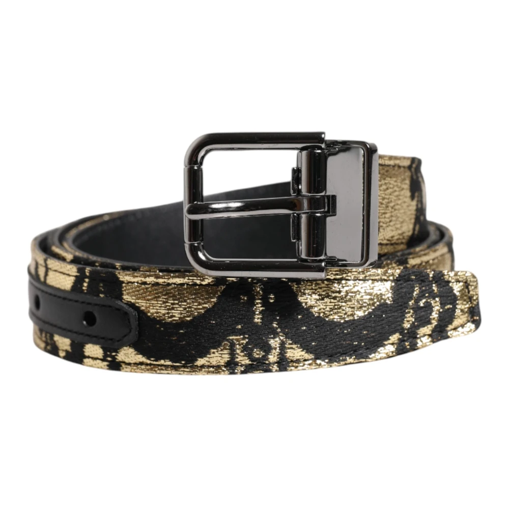 Dolce & Gabbana Men's Multicolor Jacquard Leather Metal Buckle Belt