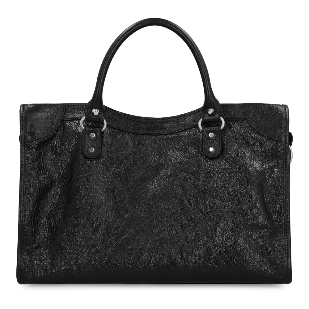 Balenciaga Gestikte Leren Schoudertas Black Dames