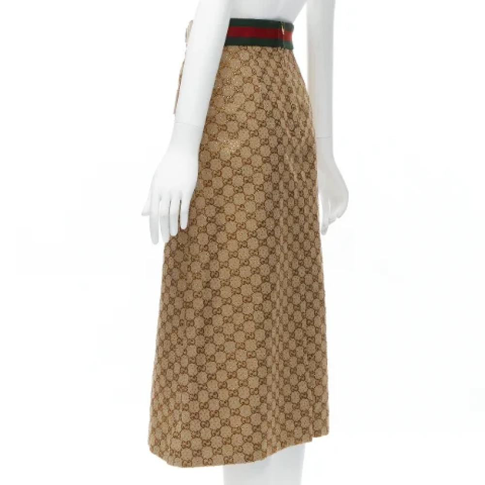 Gucci Vintage Tweedehands Stoffen Broeken-Shorts-Rokken Brown Dames