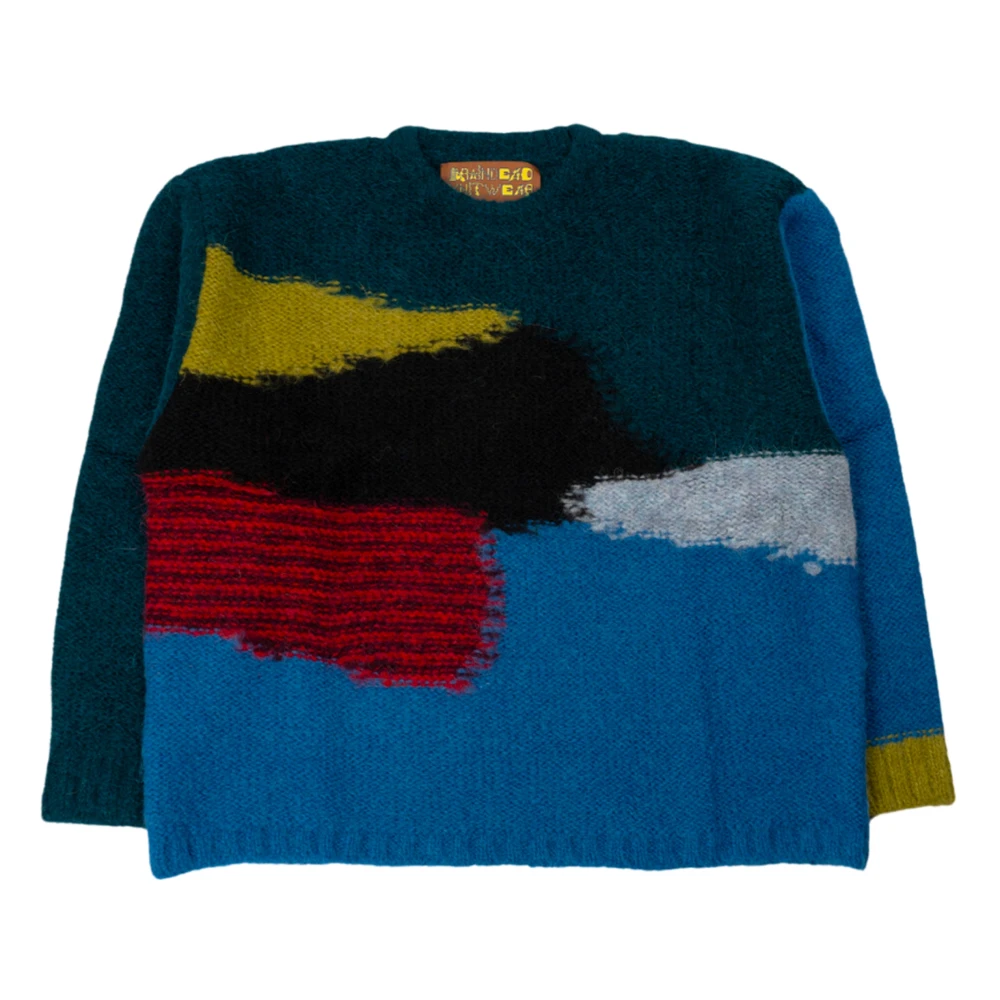 Brain Dead Blauwe Boxy Gebreide Trui Multicolor Heren