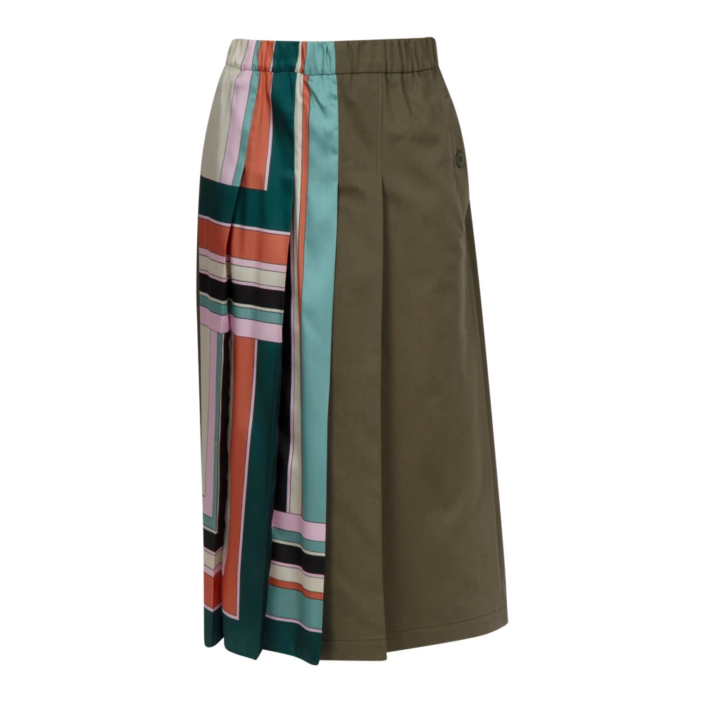 Max Mara Weekend Geplooide Gabardine Rok met Satijnen Inzet Multicolor Dames