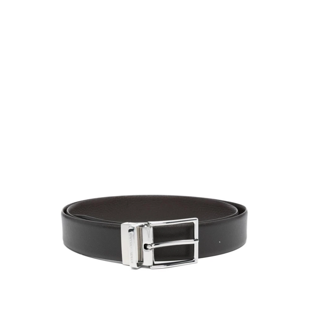 Emporio Armani Mannelijk Bruin Omkeerbare Leren Riem Met Gesp